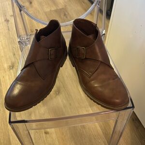 Frye and Co. Oliver Mens Size 11 Brown Leather Stacked Heel Boots Shoes